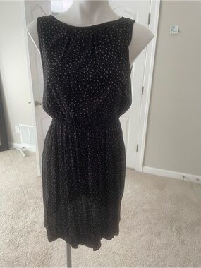 [Loft] Classic Black and Pink Polka Dot Sleeveless Dress